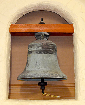 Mission Bell showing bell rope